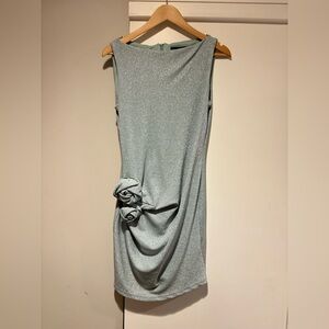 Zara Sleeveless Mini Dress Shirt with Rosette